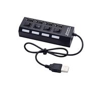 OSALADI USB Hub Sockets Independent Switch USB Divider for Laptop Desktop Splitter Adapter in Home Office Work Scenario Black
