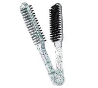 OSALADI V-shaped Clamp Hair Straightening Brush with Natural Bristles, Glitter Design, Detangling Styling Comb for Women’s Home and Salon Use