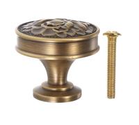 OSALADI Vintage Brass Lotus Cabinet Knobs Floral Decorative Drawer Pulls Durable Retro Hardware for Kitchen Bedroom Furniture with Smooth Polished Grip