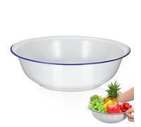 OSALADI Vintage Enamel Basin Mixing Bowl, Large White Enamelware Nesting Food Bowl Deep Round Tray for Kitchen Noddle Soup Spa Pedicures