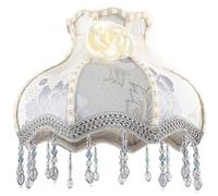 OSALADI Vintage European Style Lampshade Tassel Bead Lamp Shade Fabric E27 Scallop Dome Lamp Shade Victorian Table Lamp Cover Replacement for Home Table Floor Light