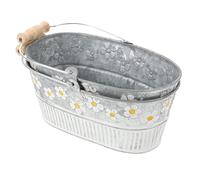 OSALADI Vintage Style Iron Flower Container 2Pcs Pressed Daisy Pattern for Rustic Garden and Floral Party Decor