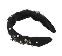 OSALADI Vintage Women’s Wide Bowknot Headband with Faux Pearls - Retro Elegant Hairband for Weddings, Formal Events, and Daily Styling - Black Decorative Hair Hoop