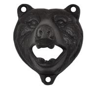 OSALADI Wall Mounted Bottle Opener Bear Shape Black Iron Beer Cap Remover for Home Party Decor
