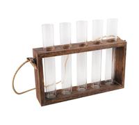 OSALADI Wall-mounted Hydroponic Glass Vase Set with Wooden Frame, 6 Test Tubes and Jute Rope - Indoor Hydroponic Terrarium Planter for Air Plants and Houseplants