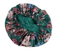 OSALADI Waterproof Shower Cap for Women with Elastic Band, Floral Printed Bathing and Sleeping Hat in Peony Green, Adjustable Salon Hair Protection Cap for Beauty and Spa Use