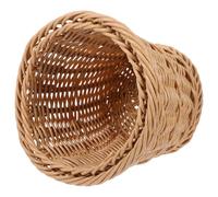 OSALADI Wicker Waste Basket Rattan Storage Trash Can round 20x17.5cm Beige Floral Pattern Household Rubbish Bin for Kitchen Bathroom Laundry Organization