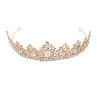 OSALADI Womens Tiara Crown Bridal Hair Accessory in Golden Metal with Elegant Design and Versatile Usage, for Daily Styling and Cosplay, Featuring Timeless Style and Classic Elements
