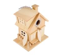 OSALADI Wood Hanging Birdhouse Wooden Country Style Hanging Bird House Candlenut Beige Easy to Remove Easy to Install for Garden and Park