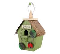 OSALADI Wooden Birdhouse Green Hanging Bird Nest Creative Design Fine Decoration Shelter Birds from Wind and Rain Porch Garden Ornament