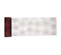 OSALADI Yards Organza Spider Web Mesh Fabric Ribbon with Glitter Halloween Decoration Crafting Material for Spooky Wreaths and Party Accents in Black and Red