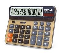 OSALO Calculator Extra Large Display Accounting Big Button 12 Digits Desktop Solar Calculator Gold (OS-6815)