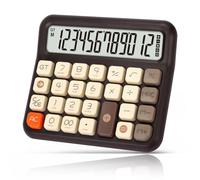 OSALO Cute Desktop Calculator 12 Digit Large LCD Display, Cute Basic Desk Calculator with Big Buttons, Standard Function Battery Powered for Office Home School Business (Brown - Large Size)