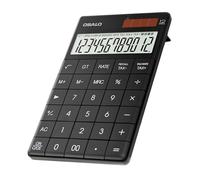 OSALO Desktop Calculator, 12 Digit Large Buttons with VAT Tax Function, Solar & Battery Powered Modern Slim Office Calculators, Black (OS-A1T)