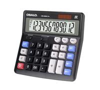 OSALO Desktop Calculator Extra Large Display Big Number 12 Digit LCD Accounting Calculator with Giant Response Button Battery & Solar Powered for Office Business Home Daily Black (OS-200ML)