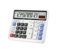 OSALO Extra Large Desk Calculator Big Buttons 12 Digit Display Solar, White