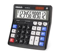 OSALO Extra Large Desktop Calculator Big Buttons 12 Digit, Solar, Black