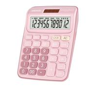 OSALO Pink Desk Calculator Tax Big Buttons 12 Digit Medium Size, Solar