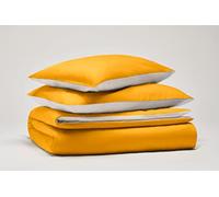 OSAMA Pantone™ Single Duvet Cover Set 155 x 200 cm, 100% Cotton Percalle 200 Thread - 1 Square, Double-Faced, Ogher/White