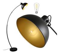 Osasy Arc Floor Lamp LED, Black Metal with Gold Interior, 6W LED Compatible, Adjustable Reading Floor Standing Reading Lamp Upgrade Your Living Space