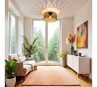 Osasy Modern Geometric Semi-Flush Mount Ceiling Light, 30 cm Diameter, Black Metal Lattice Shade with Gold Interior Ceiling Lights Hallway