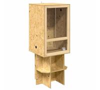 OSB Terrarium Brown 50 x 50 x 130 cm Reptile Enclosure | Tempered glass sliding doors, built-in OSB shelves, damp cloth cleaning, rustic matte finish, reptile or rodent habitat
