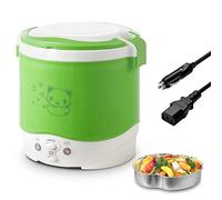 OSBA Mini Rice Cooker, 1L Travel Rice Cooker Small 12V For Car, Cooking For Soup Porridge and Rice, Cooking Heating and Keeping Warm Function(Green)