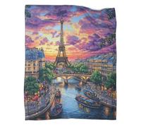 OSBELE Paris Street Scene Blanket 3D Colorful Clouds in The Sky Printed Blanket Suitable for Teens Adults Soft Plush Blanket Suitable for Holiday Bed Sofa 40x50inch(100x130cm)