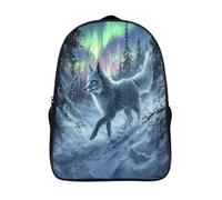 OSBELE Silver Fox Backpack for Girls Northern Lights Children's Bookbag Lightweight Backpack Kids School Bag for School Kids Backpack,Teen Boys Daypack 16inch