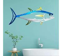 OSBELE Stainless Steel Shark/Tuna Wall Decoration, Aqua Theme Metal Wall Sculpture Marine Decor Metal Wall Art, School of Fish Metal Wall Sculptures for Home Garden Bedroom B,90CM