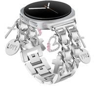 Osber Silver Bracelet Band with Cute Charm Compatible for Samsung Galaxy Watch 8 40mm/44mm, Metal Replacement Strap for Galaxy Watch 8 Classic 46mm 2025 Women