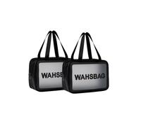 Osborri 2PCS Toiletry Bag for Women Men, Wash Bag, Clear PU Makeup Bag, Makeup Cosmetic Organizer Bag for Travel Toiletries Accessories(Black), 2Pcs-Black, The Toiletry Bag Set Using High Quality Pu