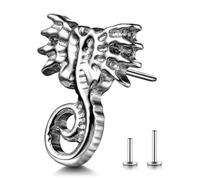 Osbourney 16G ASTM F136 Titanium Ear Studs Animals King Scorpion Piercing Threadless Tops for Conch,Tragus,Helix,Lobe Come With 6mm/8mm Lengths Post Flatback earring nose Jewelry Silver 1pc, 16G US