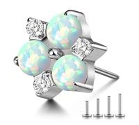 Osbourney 1PC ASTM F136 Titanium Threadless Cute Opal CZ Tops Piercing studs for Conch,Tragus,Helix,Lobe Come With 4PCS Different Lengths Post F136 Titanium 16G 18G 20G Flatback earring nose Jewelry