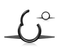 Osbourney G23 Titanium Septum Ring 16g Septum Jewelry 8mm,ASTM F136 Titanium Nose rings monogram design Clicker Cartilage Earring Hinged Segment Daith Piercing silver 1PC Gold/Silver/Black, 16g × 08mm