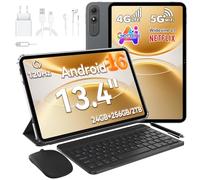 OSCAL Android Tablet 13 Inch, 120Hz, Android 16 Tablet with Keyboard, 24GB+256GB, Gaming Tablets with SIM Card Slot, Gemini AI & Doke5.0, 8300mAh (18W), Pen, 4G LTE, 5G Wifi/Widevine L1/Face ID, Grey