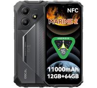 OSCAL Marine 2 Rugged Smartphone (2025),11000mAh(18W) Rugged Phone Unlocked, Android 15 Gaming Phone,Gemini AI,IP69K Protection, NFC,6.56" HD,90HZ,12(4+8)+64GB/2TB Expand,Dual SIM/1TF Slots,Black