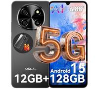 OSCAL Mobile Phones 5G, Tiger 8 Smartphone Android 15 (2026), NFC Android Phone, 120Hz, 12GB+128GB/2TB TF Octa Core, 6.88''HD, 5000mAh Dual SIM Unlocked, 16MP Camera (10X), Fingerprint/FaceID, Black