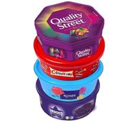Oscanoltd 4 x Chocolate Tubs ASSORTED PACK 1 EACH Of Celebrations, Heroes, Roses, Quality Street Chocolate Sharing Tub Perfect For Any Occasion Ideal Gifts