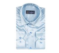 Oscar Banks Plain Satin Classic Men’s Shirt (UK, Alpha, XXL, Regular, Regular, Blue)
