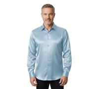 Oscar Banks Plain Satin Classic Men's Shirt (UK, Alpha, XXL, Regular, Regular, Light Blue)