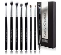 Oscar Charles 8-Piece Professional Eye Makeup Brush Set with Soft Blending Brushes, Eyeshadow Brushes, and Eyebrow Brushes - Silver