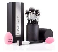 Oscar Charles Professional Makeup Brush Set: 17-Piece Silver