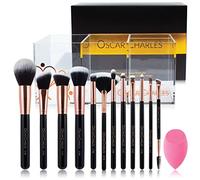 Oscar Charles Radiance Makeup brush Set: Professional Makeup Brushes set, with Beauty Sponge & Brush Holder