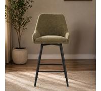 Oscar Counter Stool - Set of 2 - Olive Green and Black - Fabric and Metal