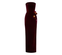 Oscar de la Renta floral-appliqué velvet gown - Red 2-4-12