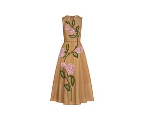 Oscar de la Renta flower lattice maxi dress - Brown 0-2-4-6-10-12-14