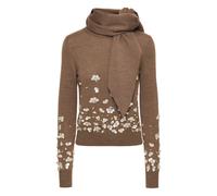 Oscar de la Renta scarf-detail embroidered sweater - Brown XL