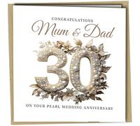 Oscar Finks 30th Pearl Wedding Anniversary Card for Mum and Dad Parents Congratulations Greeting Card | C5 Card with Envelope #1823