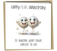 Oscar Finks 30th Pearl Wedding Anniversary Card - Happy Anniversary - 30 Years Married Celebration - Cute Card for Couple Parents Grandparents #1738